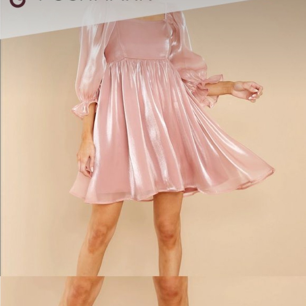 Pink shiny flowy dress Red Dress Boutique